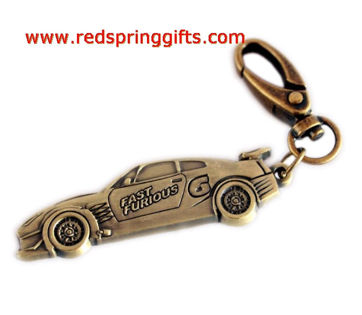 antique gold car keyring, keychain