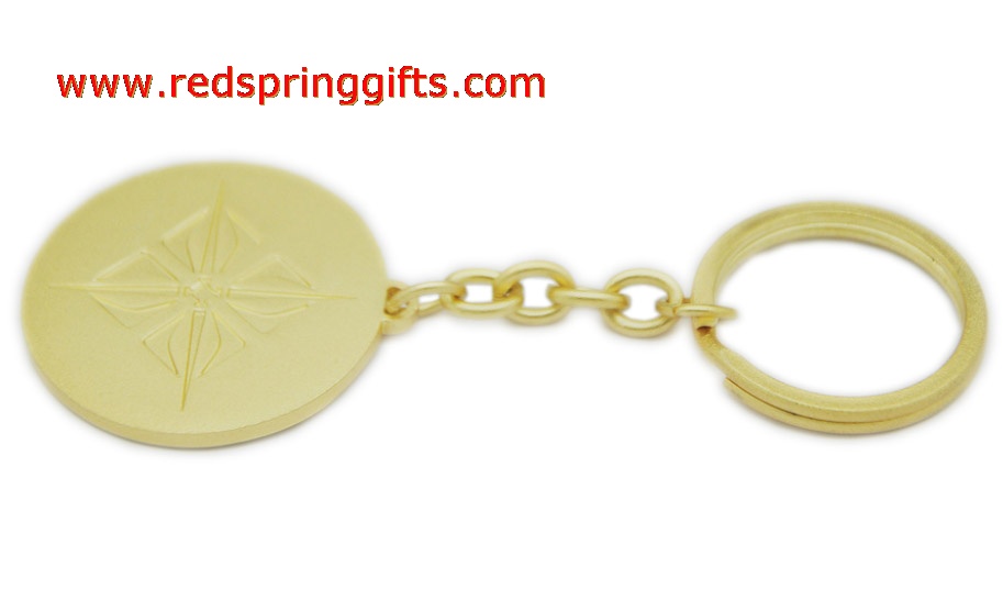 round misty gold plating keychain
