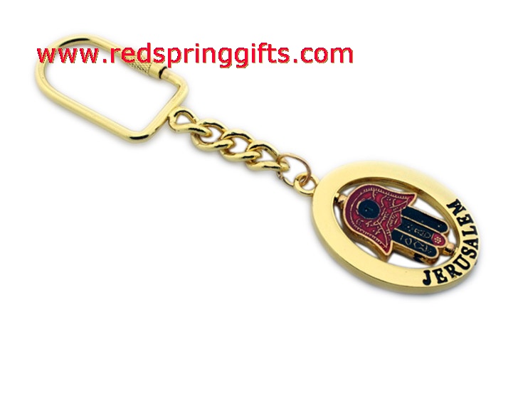 high quality gold spinning keychain