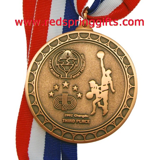 antique copper sports medal