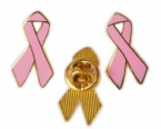 pink ribbon synthetic enamel pin, AIDS pin